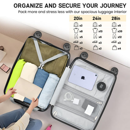 Black Medium Check In Luggage - Lightweight Hardside Travel Suitcase | VoyEdge | 66 cm