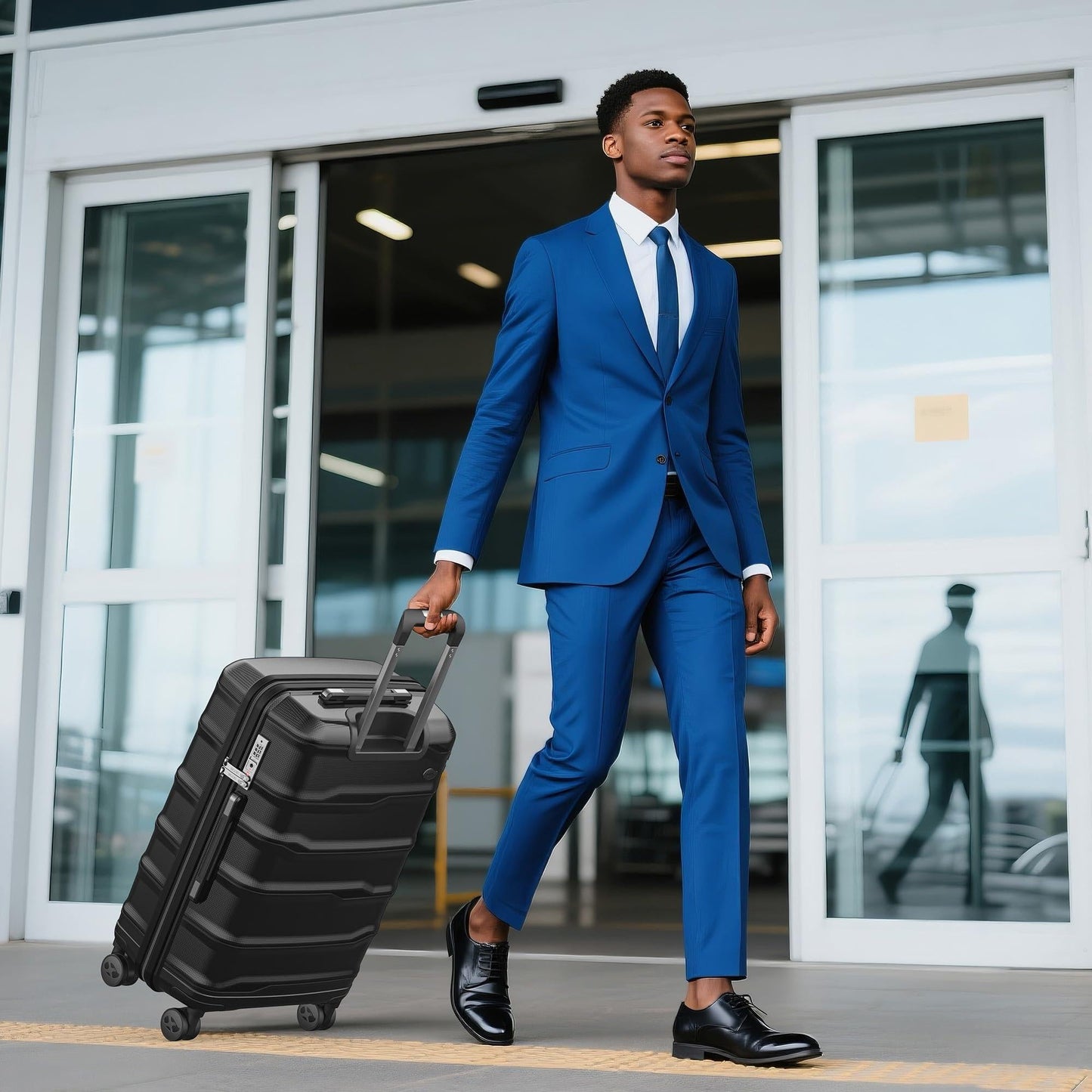 Black Medium Check In Luggage - Lightweight Hardside Travel Suitcase | VoyEdge | 66 cm