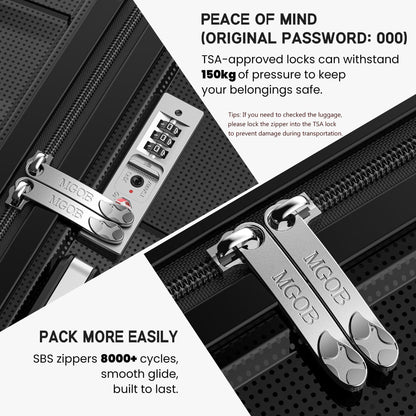 Black Medium Check In Luggage - Lightweight Hardside Travel Suitcase | VoyEdge | 66 cm