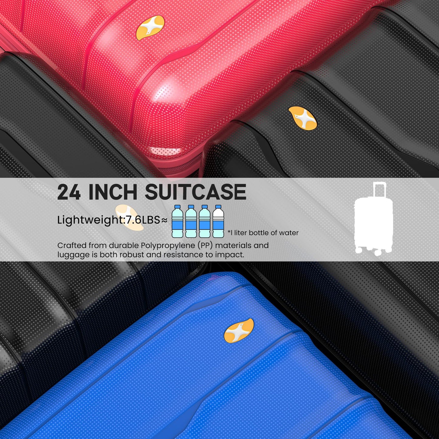 Blue Medium Check In Luggage - Lightweight Hard Shell Expandable Travel Suitcase | VoyEdge | 66 cm