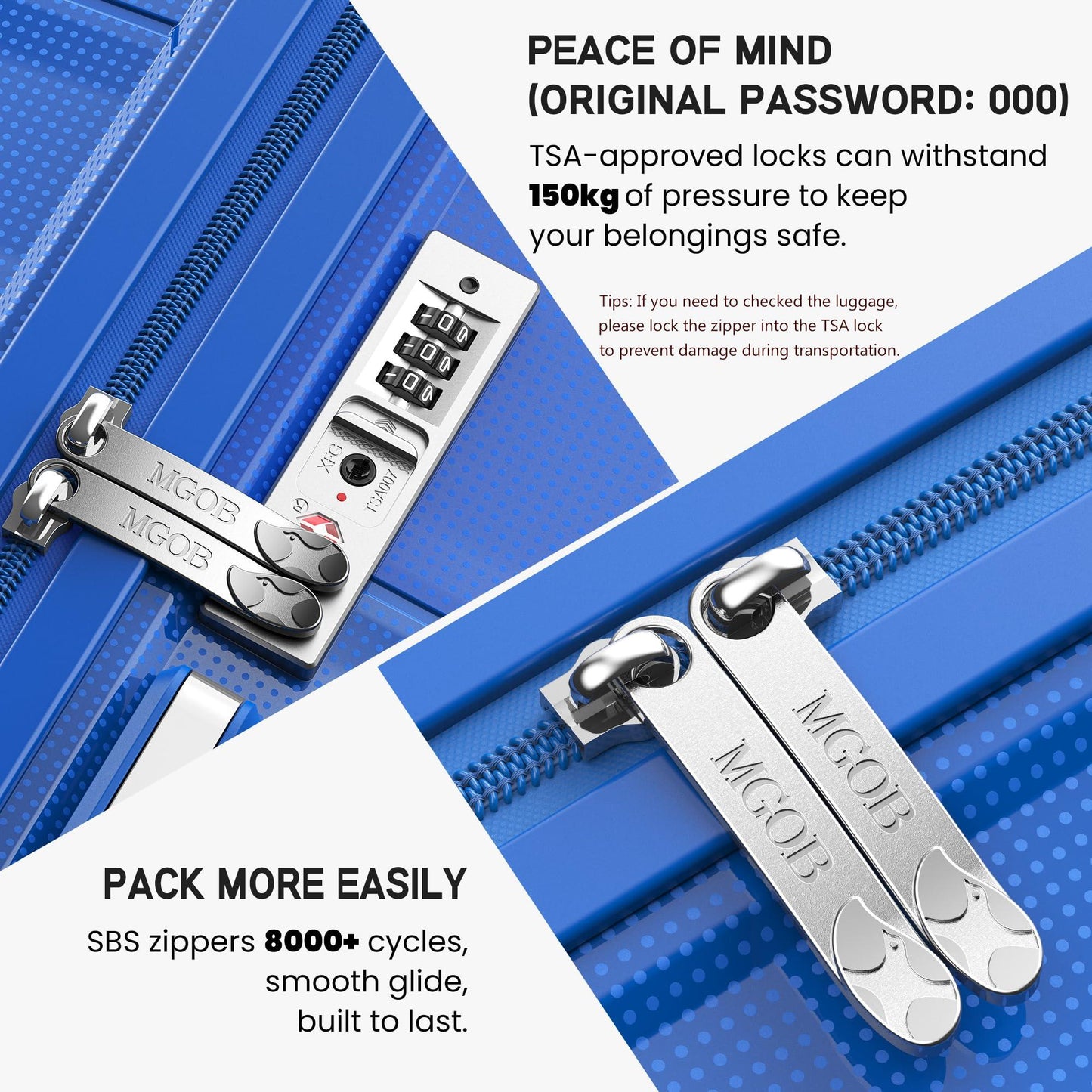 Blue Medium Check In Luggage - Lightweight Hard Shell Expandable Travel Suitcase | VoyEdge | 66 cm