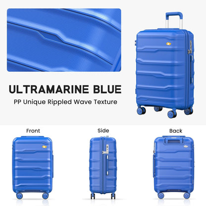 Blue Medium Check In Luggage - Lightweight Hard Shell Expandable Travel Suitcase | VoyEdge | 66 cm
