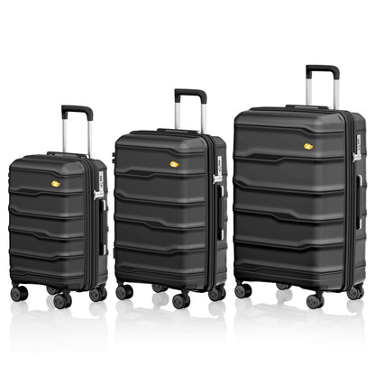 3 Piece Luggage Set – Lightweight Hard Shell Suitcase | VoyEdge | Black