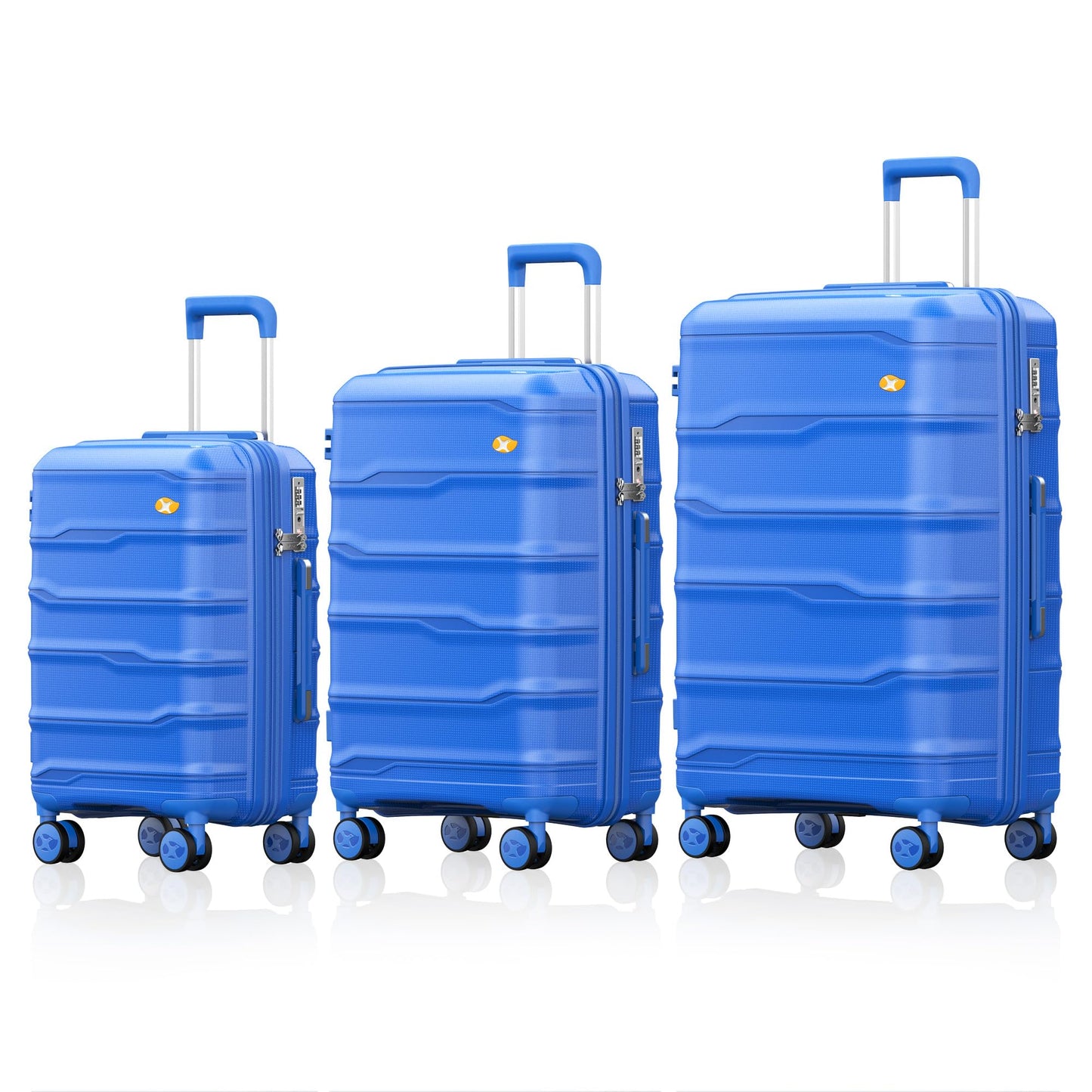 3 Piece Luggage Set – Lightweight Hard Shell Suitcase | VoyEdge | Blue