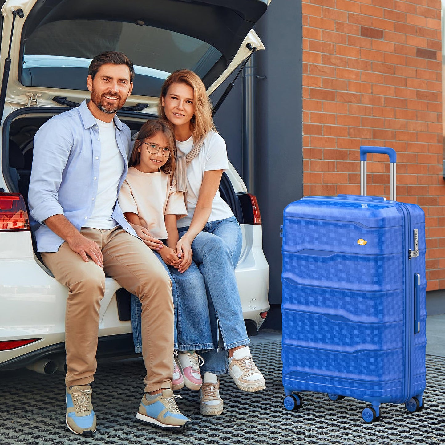 3 Piece Luggage Set – Lightweight Hard Shell Suitcase | VoyEdge | Blue