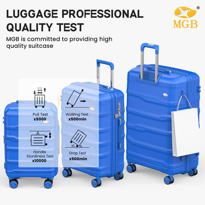 3 Piece Luggage Set – Lightweight Hard Shell Suitcase | VoyEdge | Blue
