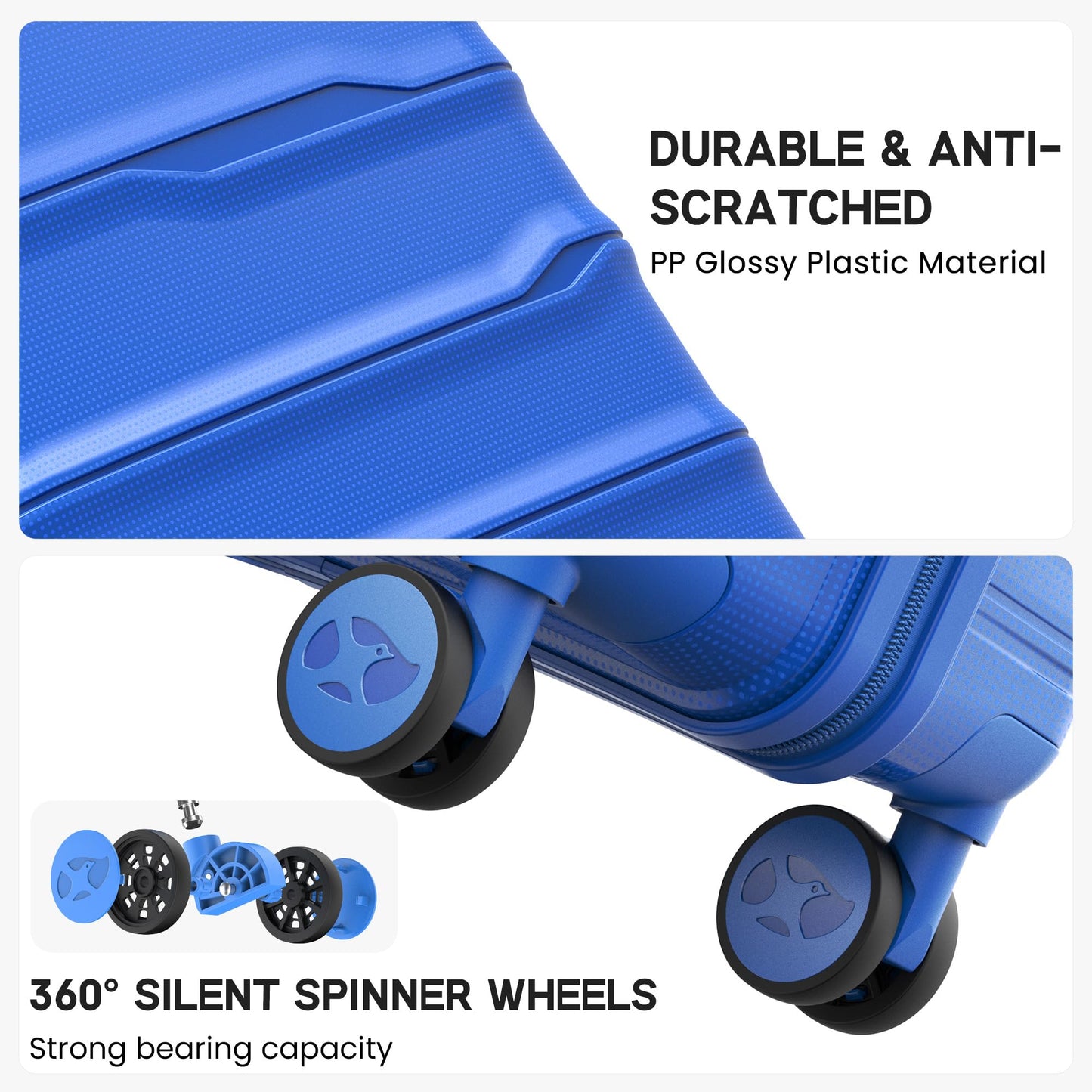 3 Piece Luggage Set – Lightweight Hard Shell Suitcase | VoyEdge | Blue