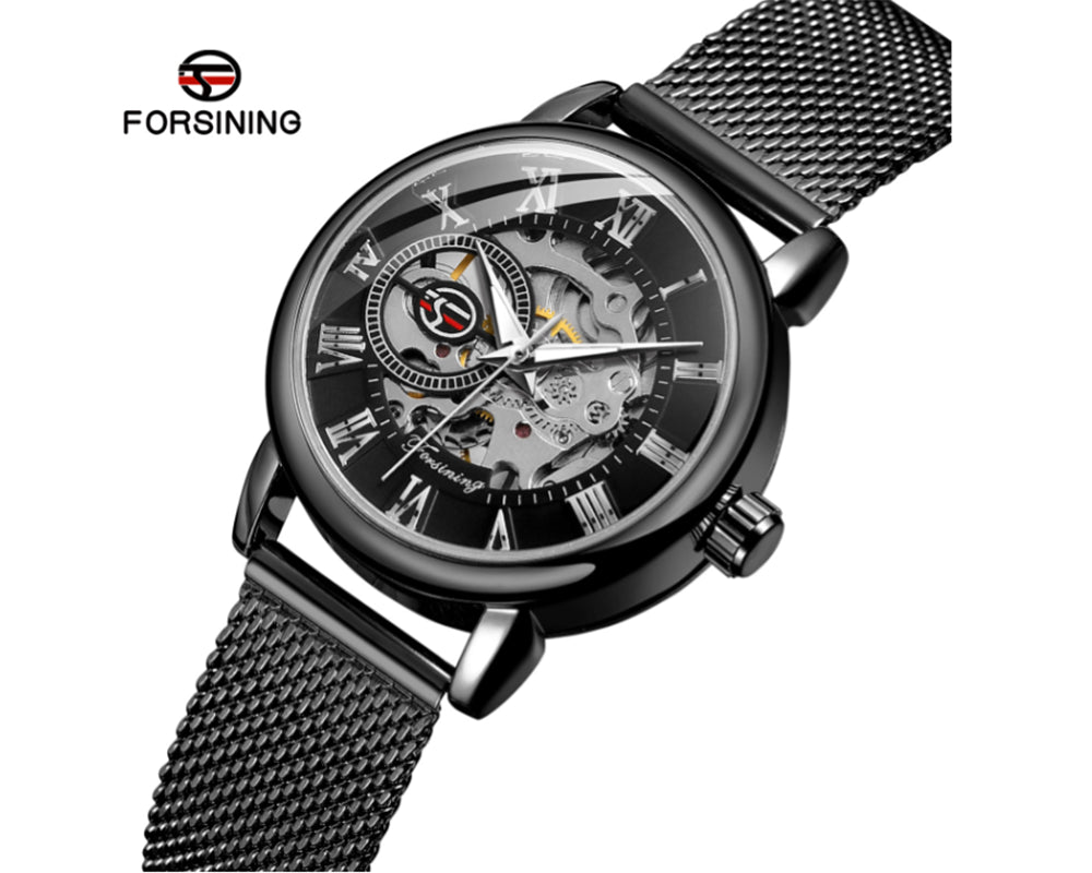 Mechanical hand wind watch closeup