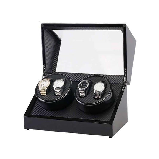 Automatic Quad Watch Winder Wood Display Box Motor Rotation Storage