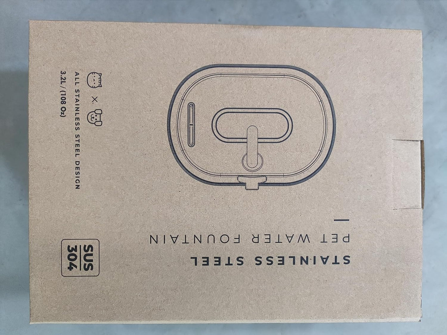 Cat Water Fountain Stainless Steel 3.2L