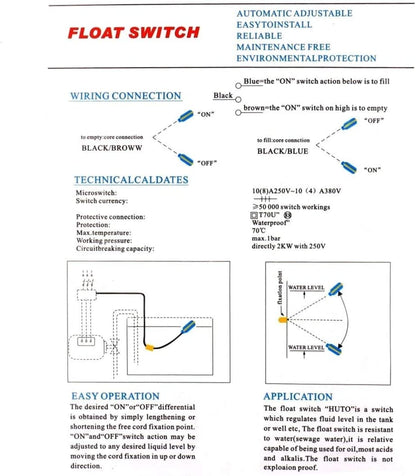 Water Level Pump Control - Automatic Float Switch