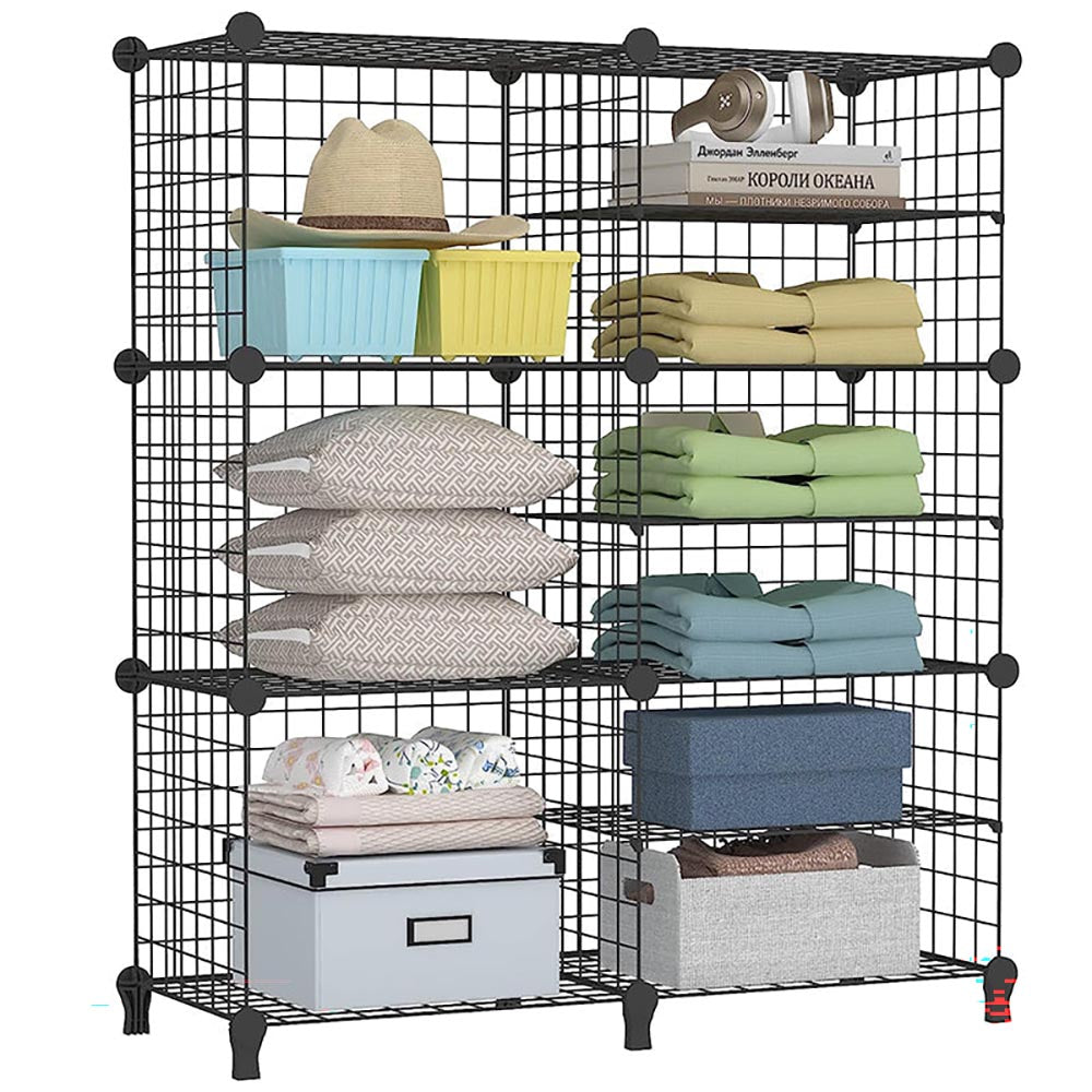 6 cubes black wire storage shelves