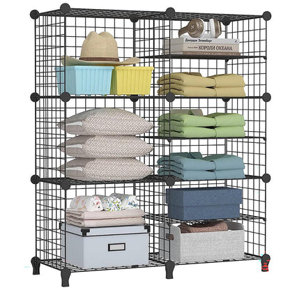 6 cubes black wire storage shelves