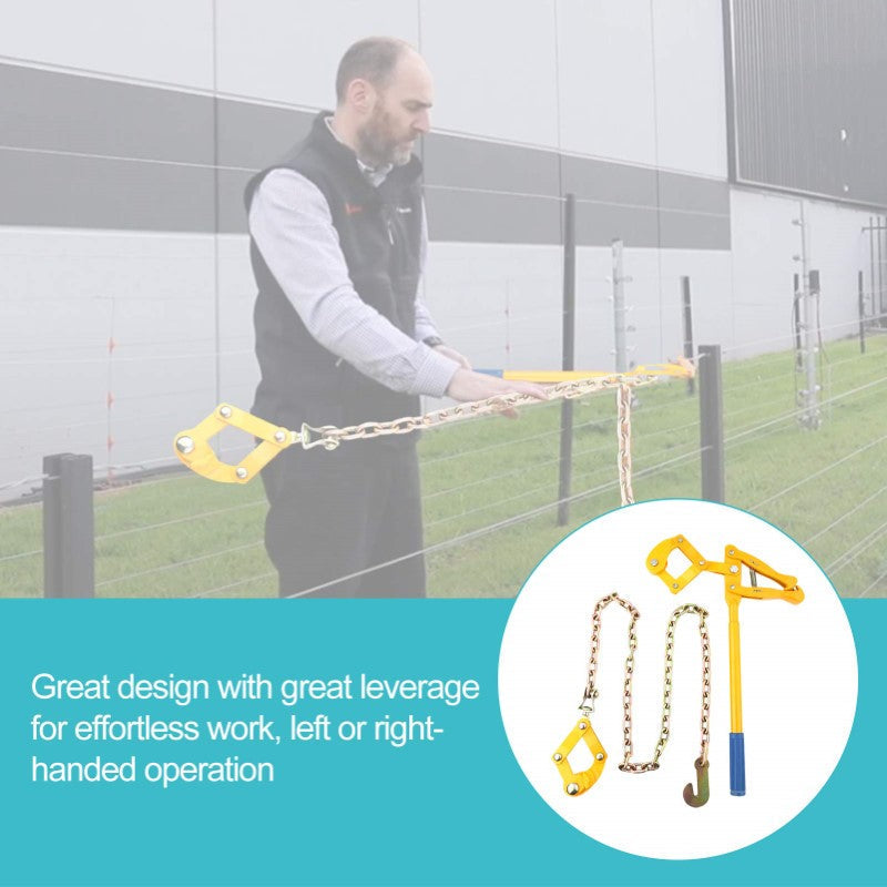 Wire strainer for farm fences