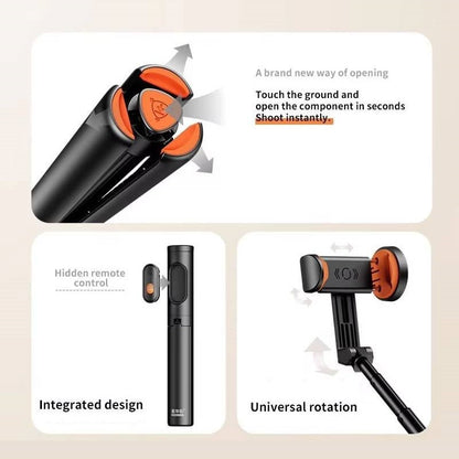 Portable One-Click Pop-Up Selfie Stick Tripod with Bluetooth Remote