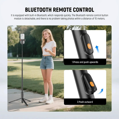 Portable One-Click Pop-Up Selfie Stick Tripod with Bluetooth Remote