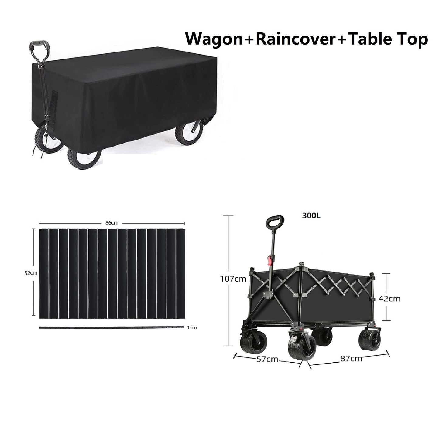 Ecotrek Foldable All-Terrain Wagon Cart 300L Heavy Duty Beach Cart XY1102