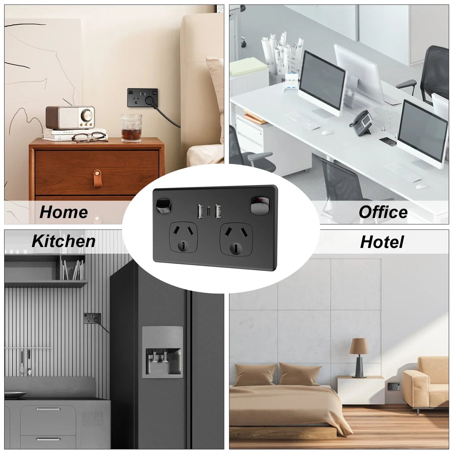 USB Type C Wall Socket Power Point - White