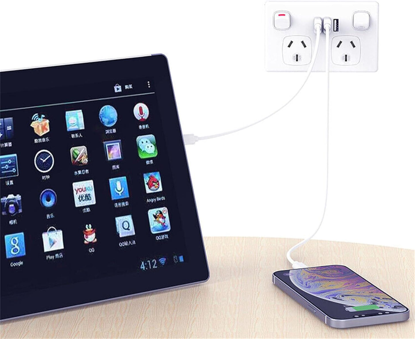 USB Type C Wall Socket Power Point - White