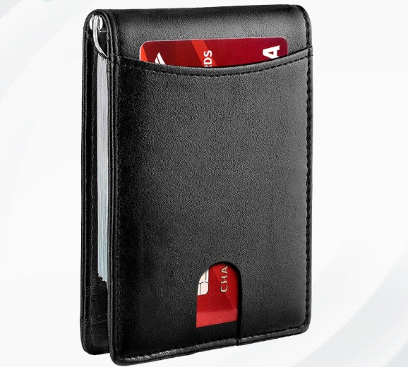 Minimalist Slim Wallet with Money Clip RFID Blocking Front Pocket