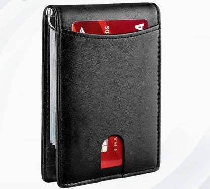 Minimalist Slim Wallet with Money Clip RFID Blocking Front Pocket