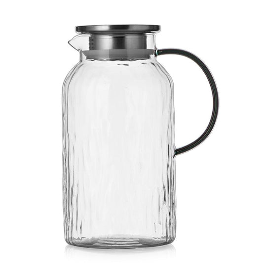 2L Glass Pitcher with Lid Borosilicate Glass Water Carafe for Cold Brew