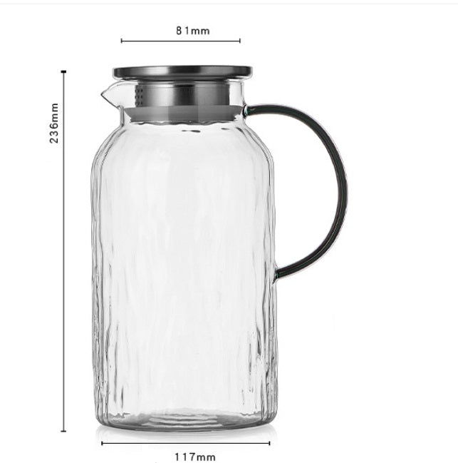 2L Glass Pitcher with Lid Borosilicate Glass Water Carafe for Cold Brew