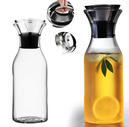 1400ml Borosilicate Glass Water Pitcher with Self-Sealing Lid – Heat Resistant