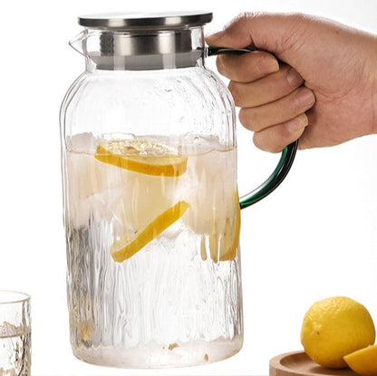 2L Glass Pitcher with Lid Borosilicate Glass Water Carafe for Cold Brew