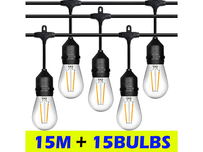 Outdoor Festoon Light String Lights 15M 15 LED Bulbs