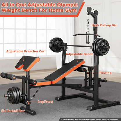 Weight Bench All in One Workout Station Bench Home Gym Station