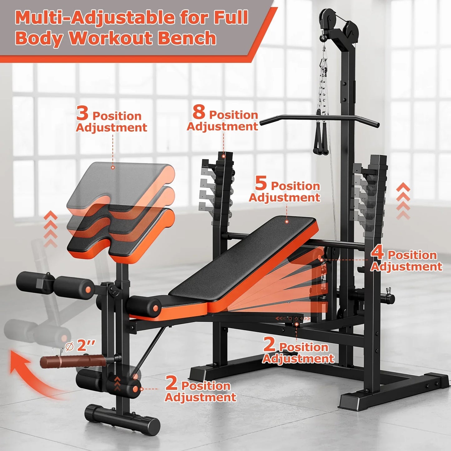 Weight Bench All in One Workout Station Bench Home Gym Station