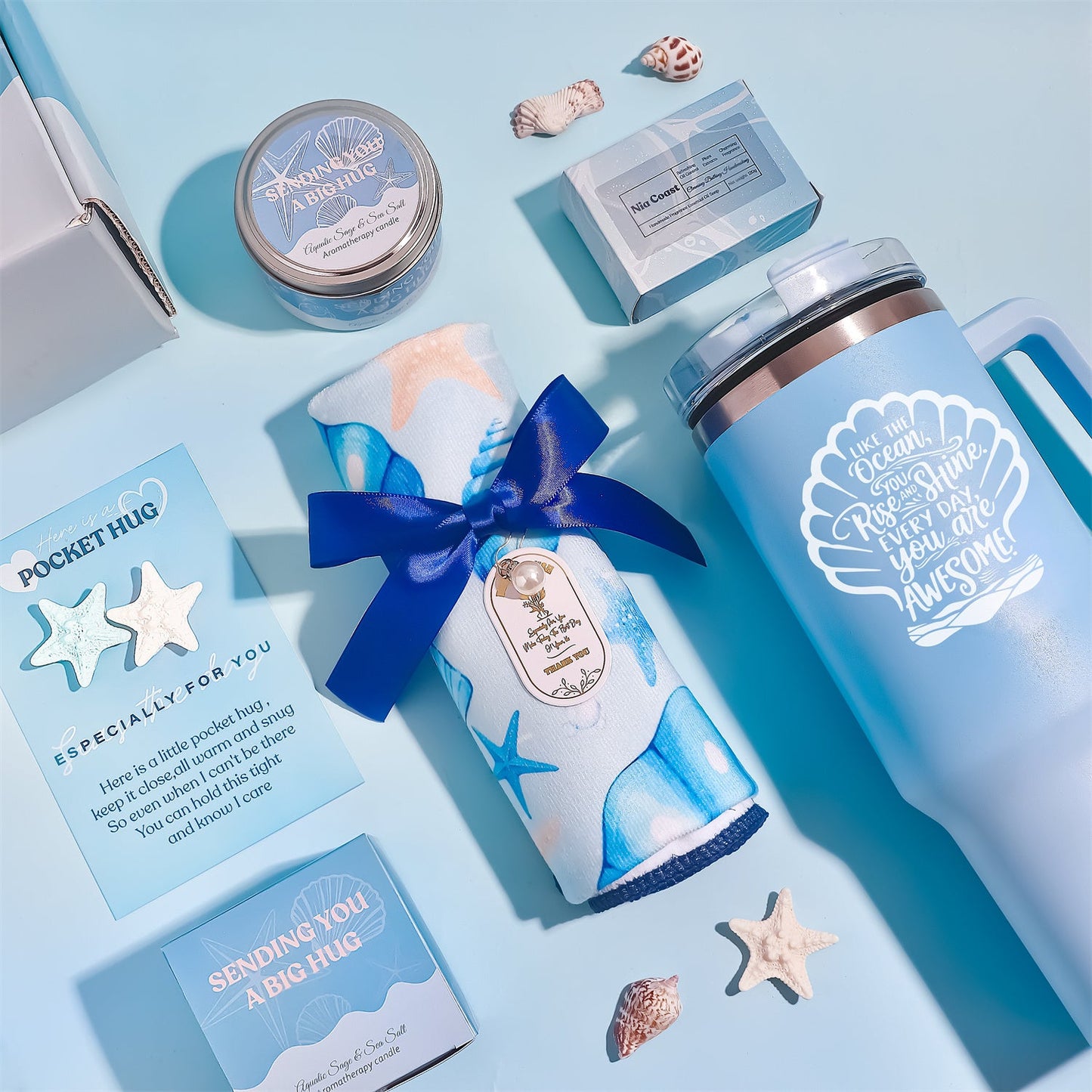 Blue Theme Aroma Candle Bath Gift Box