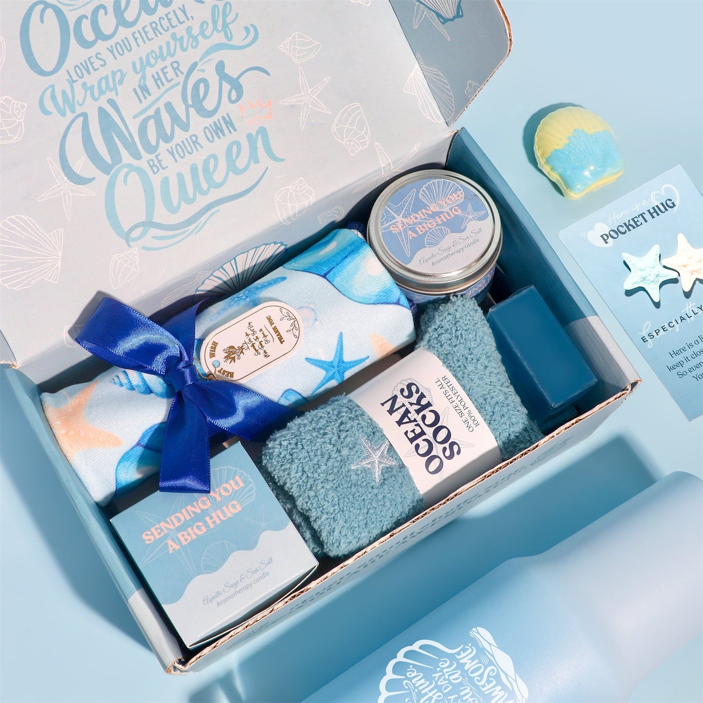 Blue Theme Aroma Candle Bath Gift Box