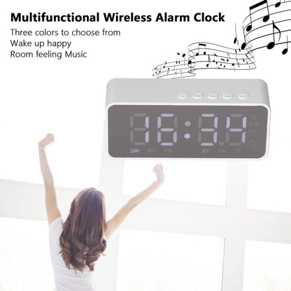 Digital Smart Alarm Clock With Bluetooth Speaker (White)