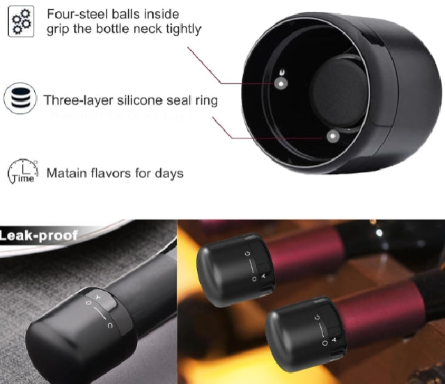 Champagne Stopper Wine stoppers 2 Pack Reusable Wine Corks wist Top Wine Sealer