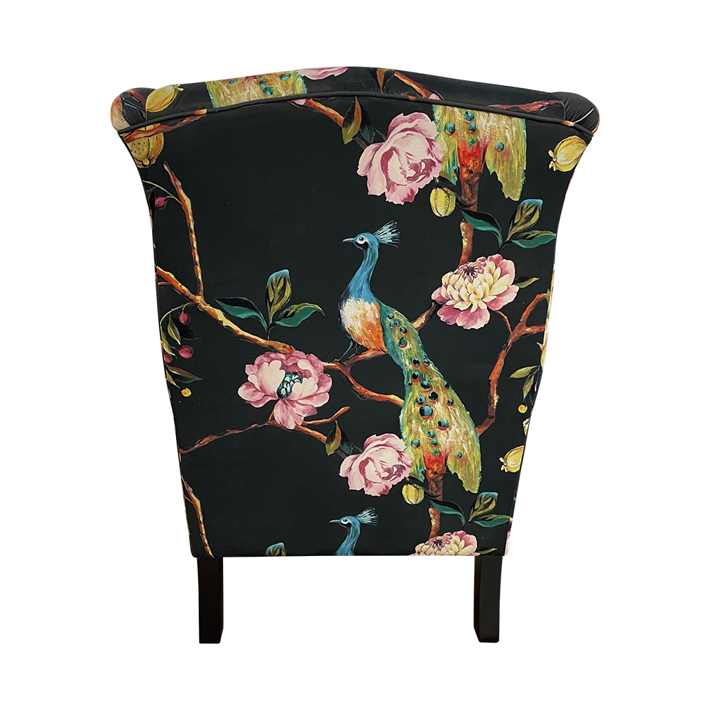 Peacock Wingback Armchair - Black