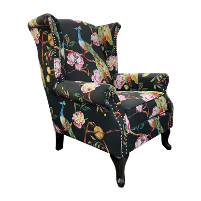 Peacock Wingback Armchair - Black