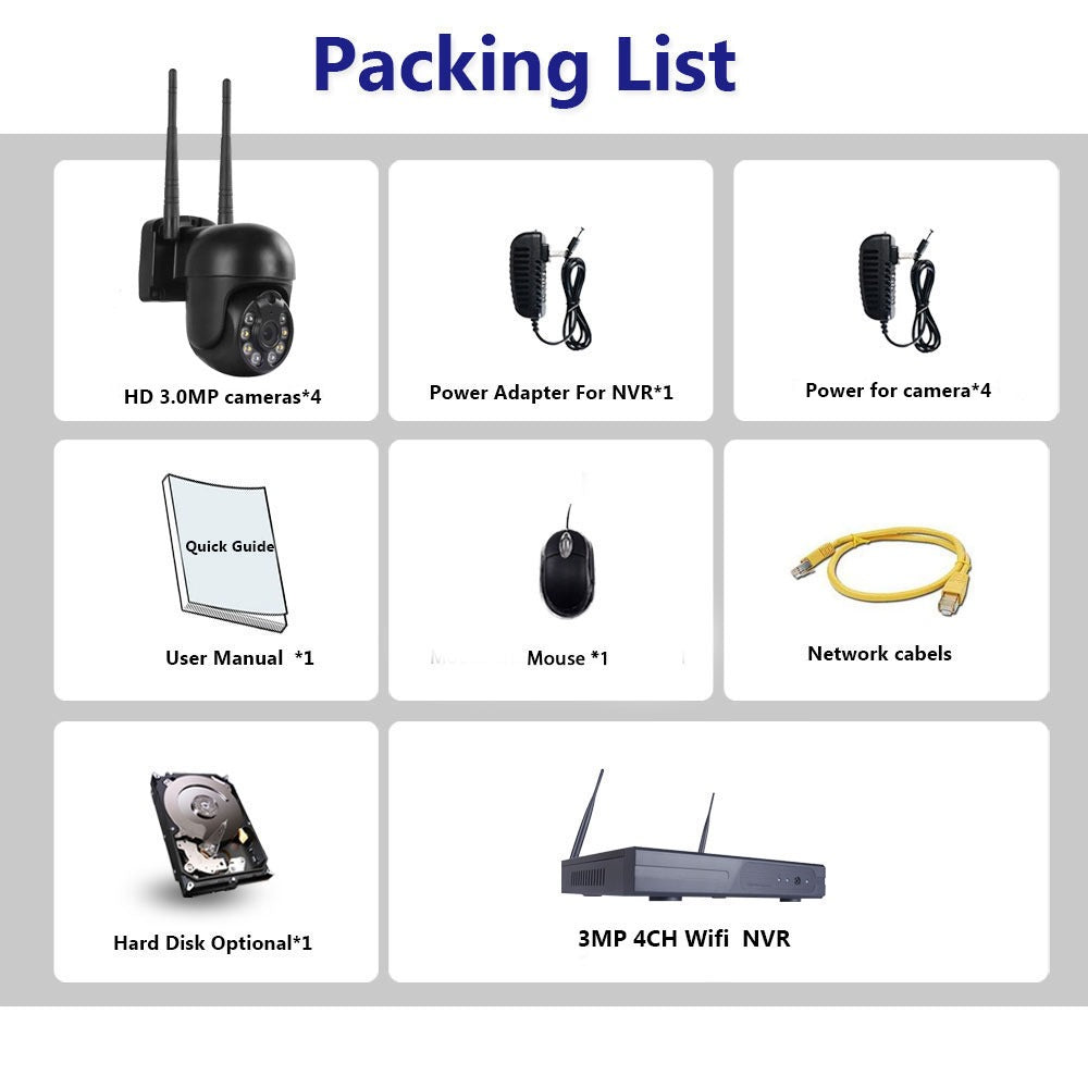Wireless Security Camera System 4 Cameras 2MP