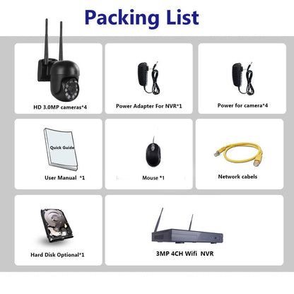 Wireless Security Camera System 4 Cameras 2MP