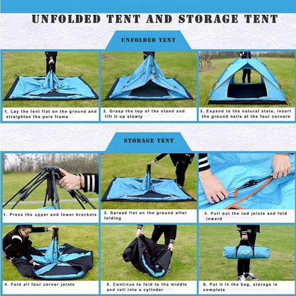 Pop Up Tent Family Camping Tent 3-4 Person Tent (Blue)