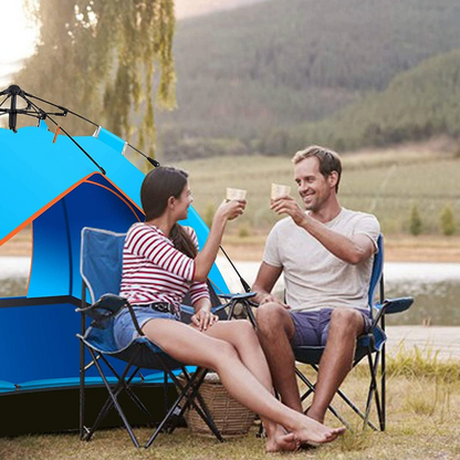 Pop Up Tent Family Camping Tent 3-4 Person Tent (Blue)