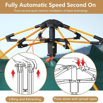 Pop Up Tent Family Camping Tent 3-4 Person Tent (Green)