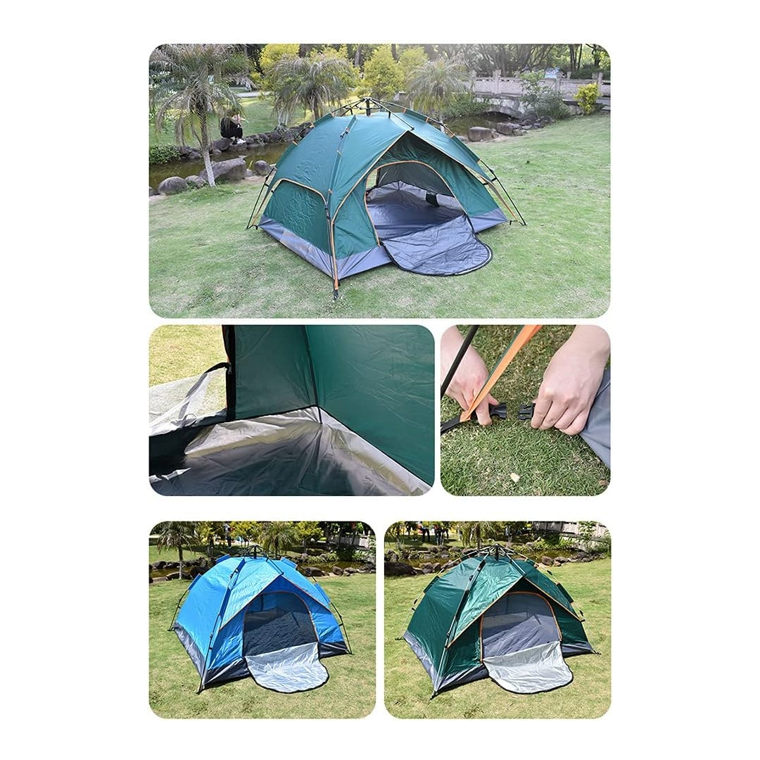 Pop Up Tent Family Camping Tent 3-4 Person Tent (Green)