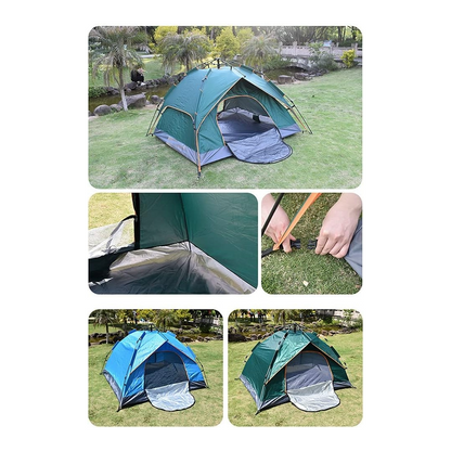 Pop Up Tent Family Camping Tent 3-4 Person Tent (Green)