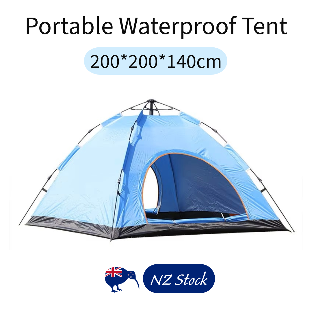 Pop-Up Camping Tent 3-4 Person Outdoor Folding Tent (Blue)