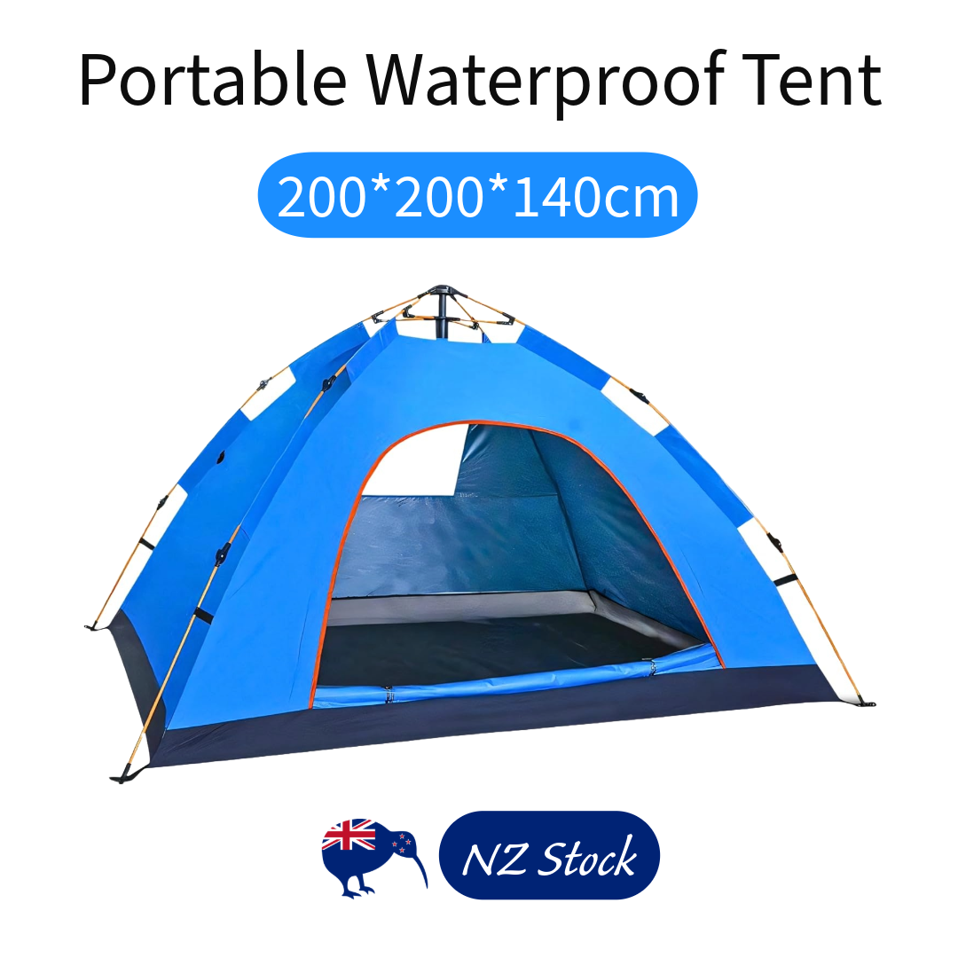 Pop-Up Camping Tent 3-4 Person Outdoor Folding Tent (Dark Blue)