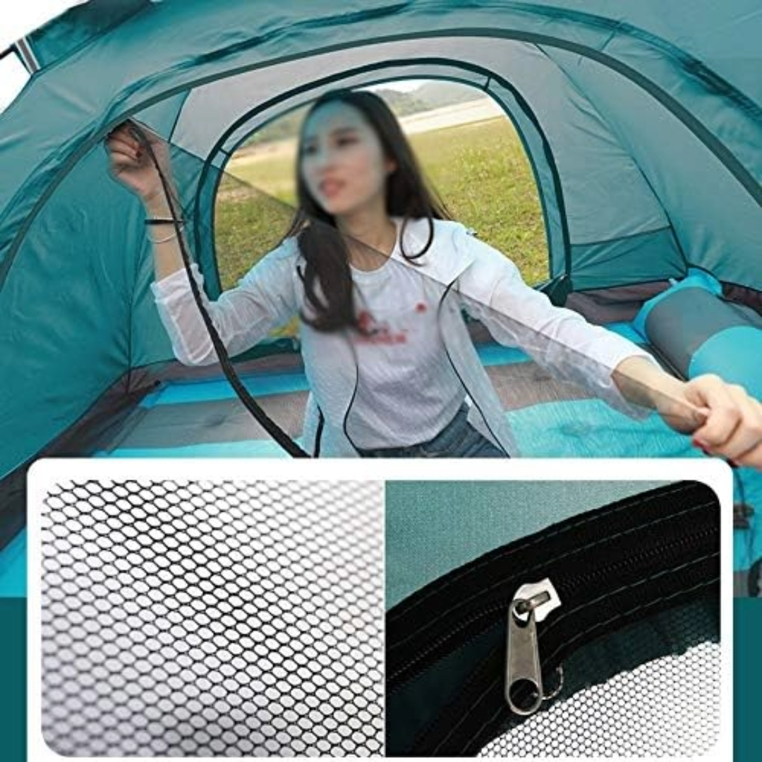 Pop-Up Camping Tent 3-4 Person Outdoor Folding Tent (Dark Blue)