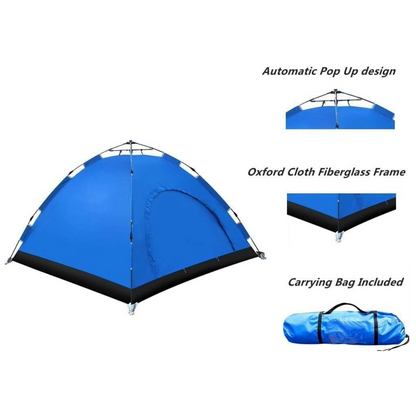 Pop-Up Camping Tent 3-4 Person Outdoor Folding Tent (Dark Blue)