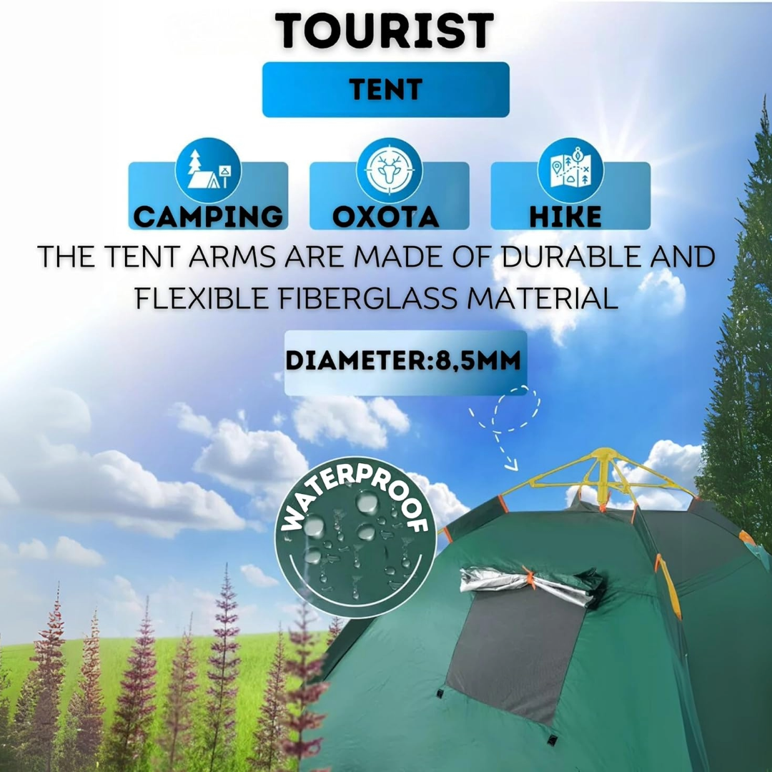 Pop-Up Camping Tent 3-4 Person Outdoor Folding Tent (Green)